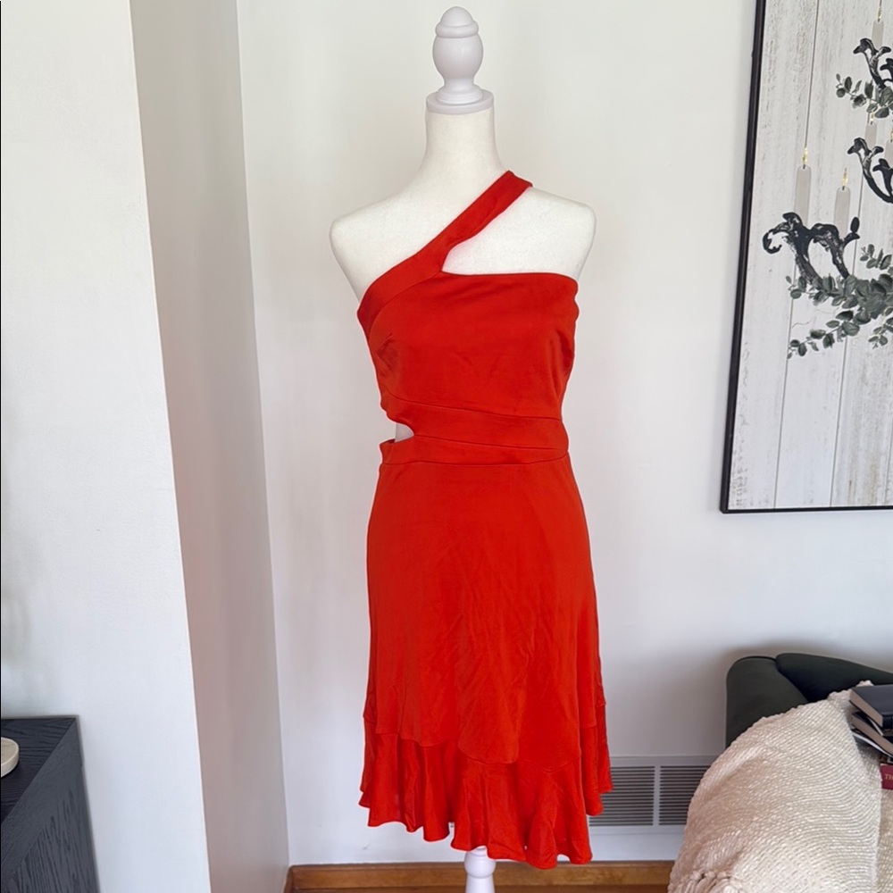 Elegant One-Shoulder Red Dress